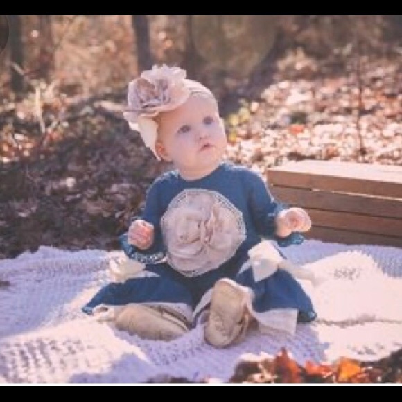 Peaches ‘n Cream Whimsy Lace Romper Headband 18 M